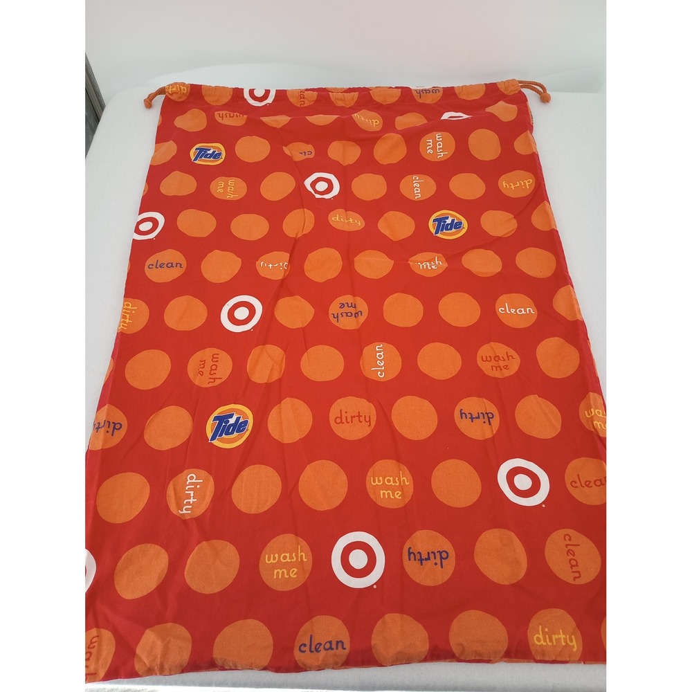 Target Tide Laundry Bag Large Orange Red Polka Dot Logo Drawstring 33" x 23"